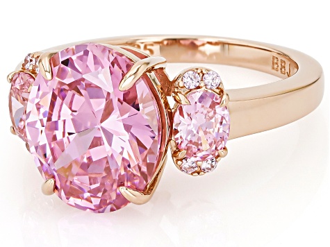 Pink Cubic Zirconia 18k Rose Gold Over Sterling Silver Ring 8.05ctw