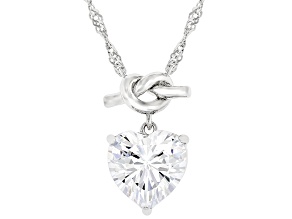 White Cubic Zirconia Rhodium Over Sterling Silver Heart Necklace 5.69ctw
