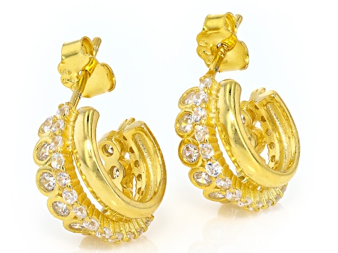 B'z 「GOLD」 White Cubic Zirconia 18k Yellow Gold Over Sterling Silver J