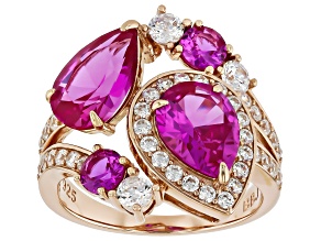 Pink Lab Created Sapphire And White Cubic Zirconia 18k Rose Gold Over Sterling Silver Ring 5.40ctw