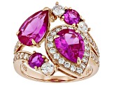 Pink Lab Created Sapphire And White Cubic Zirconia 18k Rose Gold Over Sterling Silver Ring 5.40ctw