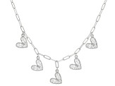 White Cubic Zirconia Rhodium Over Sterling Silver Heart Necklace 2.90ctw
