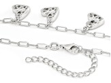 White Cubic Zirconia Rhodium Over Sterling Silver Heart Necklace 2.90ctw