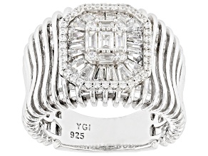 White Cubic Zirconia Rhodium Over Sterling Silver Ring