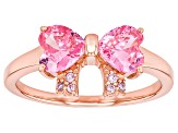 Pink Cubic Zirconia 18k Rose Gold Over Sterling Silver Heart Bow Ring 2.00ctw