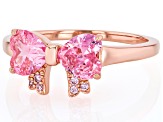 Pink Cubic Zirconia 18k Rose Gold Over Sterling Silver Heart Bow Ring 2.00ctw