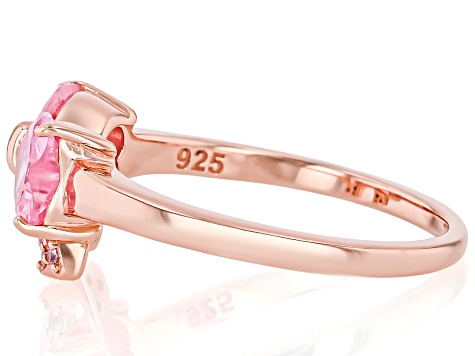 Pink Cubic Zirconia 18k Rose Gold Over Sterling Silver Heart Bow