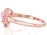 Pink Cubic Zirconia 18k Rose Gold Over Sterling Silver Heart Bow Ring 2.00ctw
