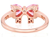 Pink Cubic Zirconia 18k Rose Gold Over Sterling Silver Heart Bow Ring 2.00ctw