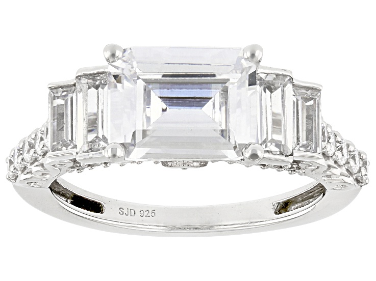 White Cubic Zirconia Rhodium Over Sterling Silver Ring 4.40ctw