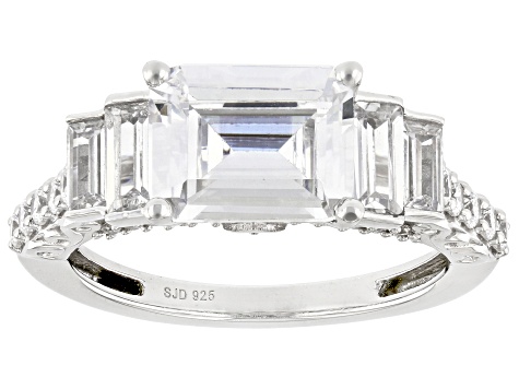 White Cubic Zirconia Rhodium Over Sterling Silver Ring 4.40ctw