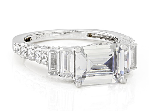 White Cubic Zirconia Rhodium Over Sterling Silver Ring 4.40ctw
