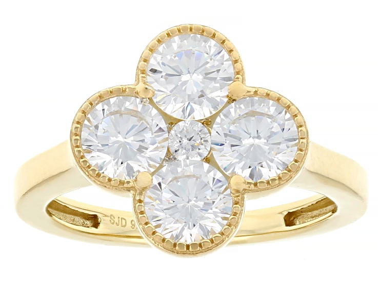 White Cubic Zirconia 18k Yellow Gold Over Sterling Silver