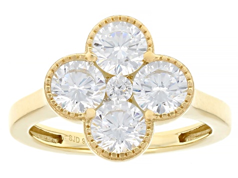 White Cubic Zirconia 18k Yellow Gold Over Sterling Silver