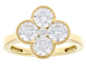 White Cubic Zirconia 18k Yellow Gold Over Sterling Silver Clover Ring