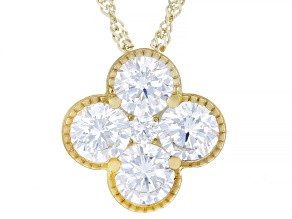 White Cubic Zirconia 18k Yellow Gold Over Sterling Silver Clover Pendant
