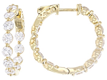 White Cubic Zirconia Rhodium Over Sterling Silver Hoops 9.25ctw