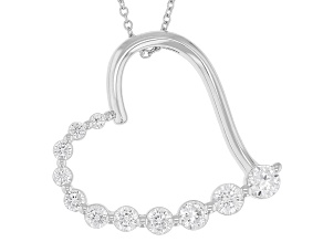 White Cubic Zirconia Rhodium Over Sterling Silver Heart Pendant 2.62ctw