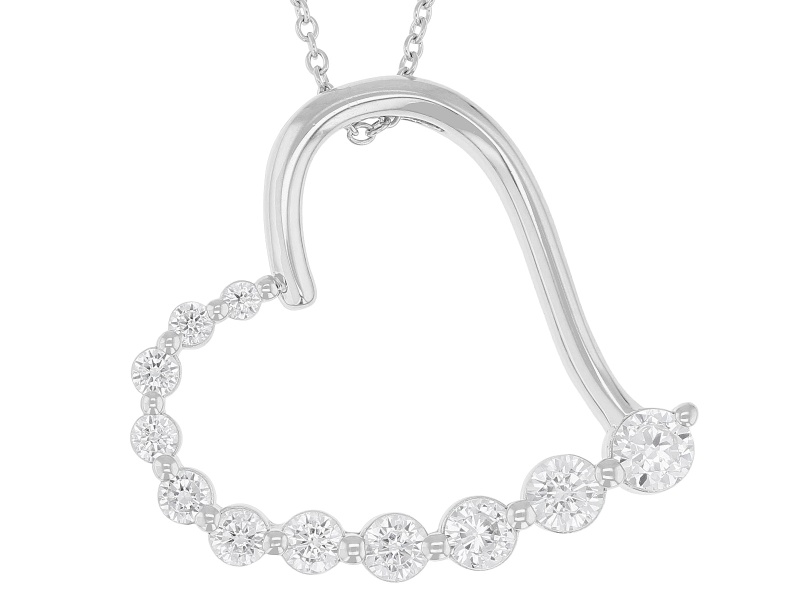 White Cubic Zirconia Rhodium Over Sterling Silver Heart Pendant 2.62ctw