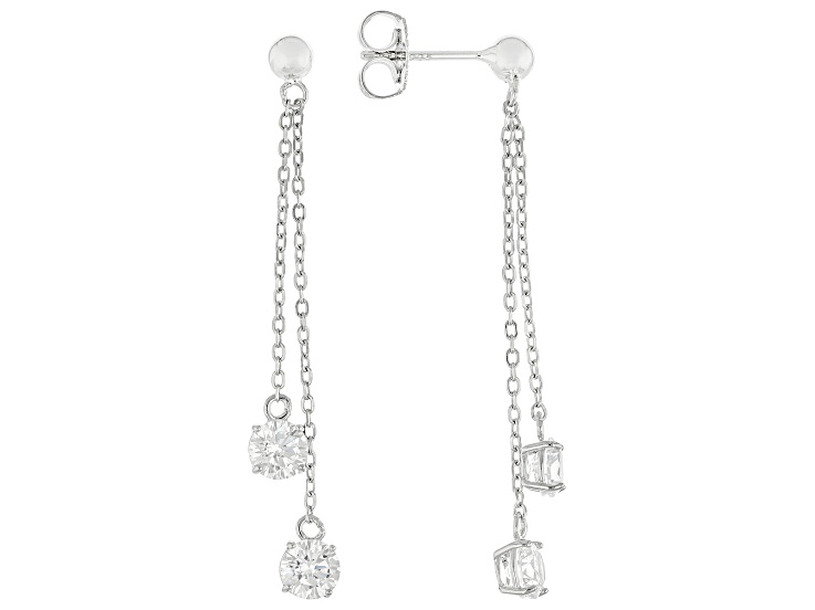 White Cubic Zirconia Rhodium Over Sterling Silver Earrings 3.16ctw