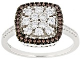 White And Mocha Cubic Zirconia Rhodium Over Sterling Silver Ring 1.07ctw
