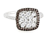White And Mocha Cubic Zirconia Rhodium Over Sterling Silver Ring 1.07ctw