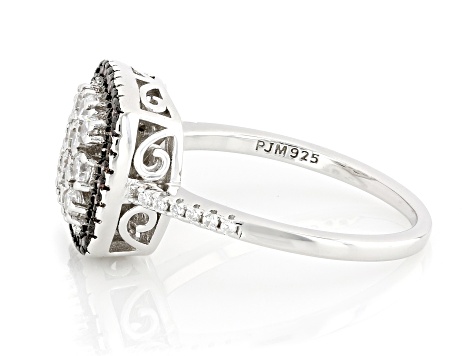 White And Mocha Cubic Zirconia Rhodium Over Sterling Silver Ring 1.07ctw
