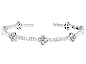 White Cubic Zirconia Rhodium Over Sterling Silver Clover Bracelet 3.06ctw