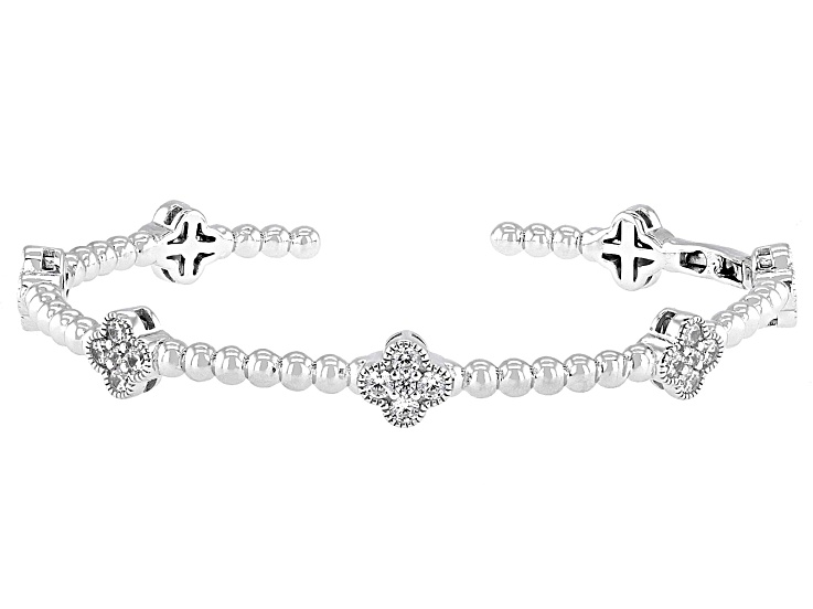 White Cubic Zirconia Rhodium Over Sterling Silver Clover Bracelet 3.06ctw