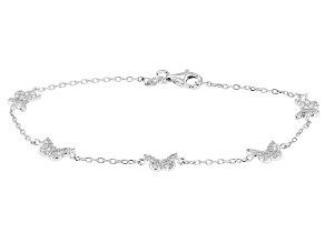 White Cubic Zirconia Rhodium Over Sterling Silver Butterfly Bracelet 0.99ctw