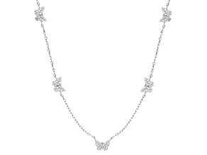 White Cubic Zirconia Rhodium Over Sterling Silver Butterfly Necklace 0.99ctw