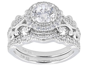 White Cubic Zirconia Rhodium Over Sterling Silver Ring Set 2.84ctw