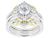 White Cubic Zirconia Rhodium And 18k Yellow Gold Over Sterling Silver Ring Set 3.11ctw