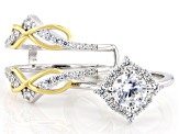 White Cubic Zirconia Rhodium And 18k Yellow Gold Over Sterling Silver Ring Set 3.11ctw