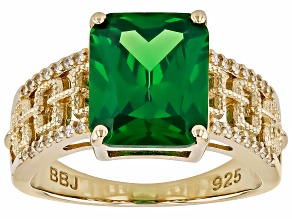 Green And White Cubic Zirconia 18k Yellow Gold Over Sterling Silver Ring 7.28ctw