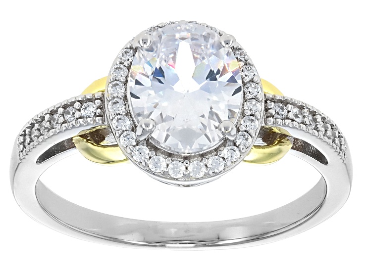 White Cubic Zirconia Rhodium And 18K Yellow Gold Over Sterling Silver Ring 3.46ctw