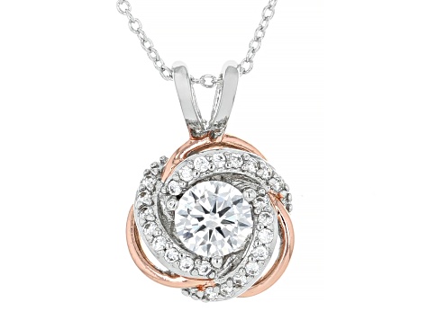 White Cubic Zirconia Rhodium And 18k Rose Gold Over Brass Jewelry