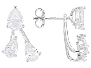 White Cubic Zirconia Rhodium Over Sterling Silver Earrings 4.46ctw