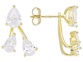 White Cubic Zirconia 18k Yellow Gold Over Sterling Silver Earrings 4.46ctw