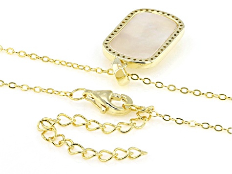 Mother-of-Pearl and White Cubic Zirconia 18k Yellow Gold Over
