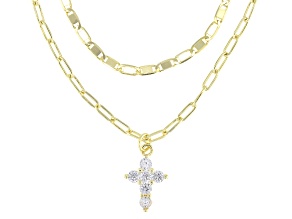 White Cubic Zirconia 18k Yellow Gold Over Sterling Silver Pendant 0.48ctw