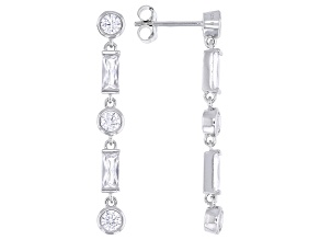 White Cubic Zirconia Rhodium Over Sterling Silver Earrings 4.14ctw
