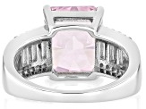 Pink And White Cubic Zirconia Rhodium Over Silver Ice Flower Cut Ring 9.80ctw