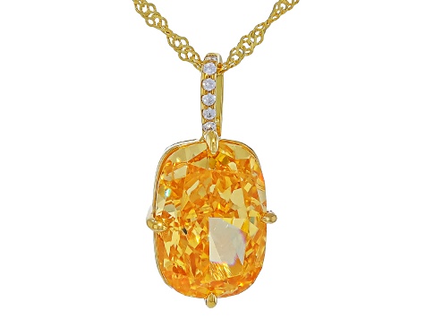 唐三彩 Canary Cubic Zirconia 18K Yellow Gold Over Sterling Silver