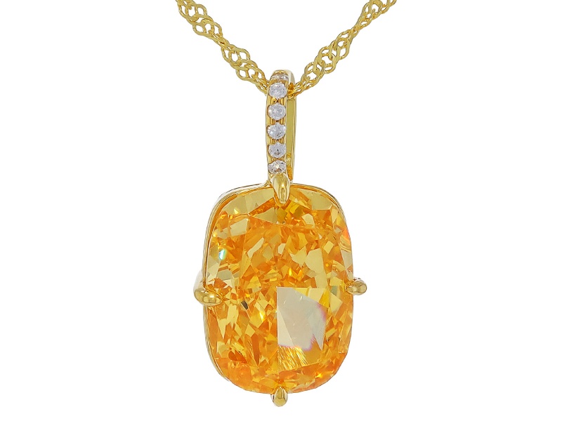 Yellow And White Cubic Zirconia 18k Yellow Gold Over Silver Ice Flower Cut 14.37ctw