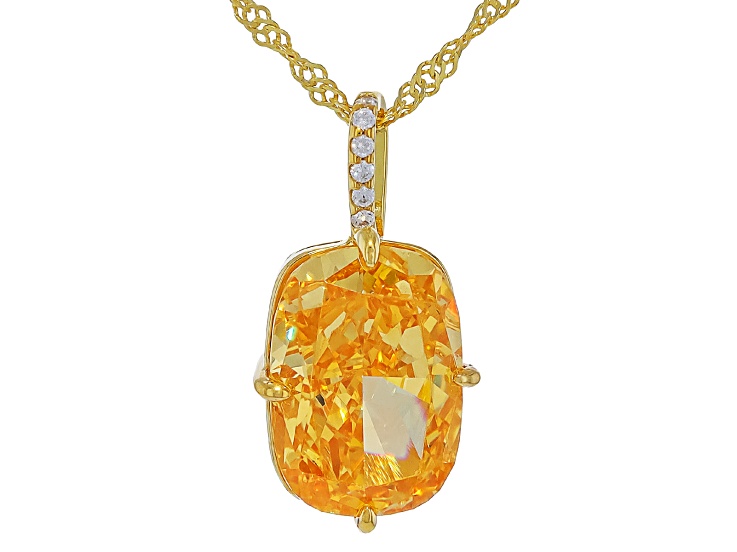 Yellow And White Cubic Zirconia 18k Yellow Gold Over Silver Ice Flower Cut 14.37ctw