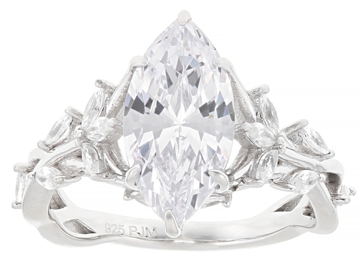 White Cubic Zirconia Rhodium Over Sterling Silver Ring 5.09ctw