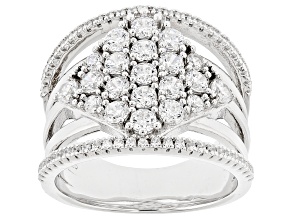 White Cubic Zirconia Rhodium Over Sterling Silver Ring 2.58ctw