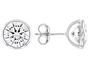 White Cubic Zirconia Rhodium Over Sterling Silver Stud Earrings 8.35ctw