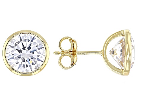 White Cubic Zirconia 18k Yellow Gold Over Sterling Silver Stud Earrings 8.35ctw